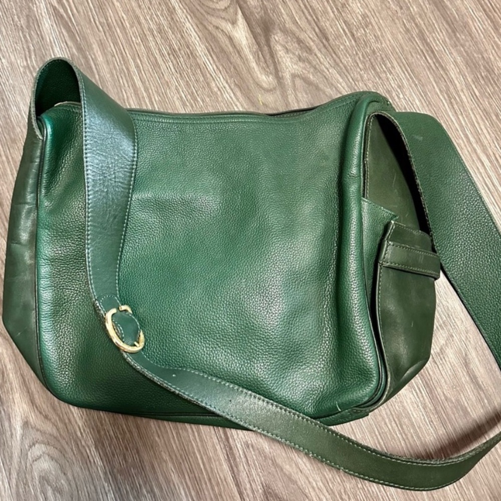Longchamp Forest Green Leather Shoulder Bag
